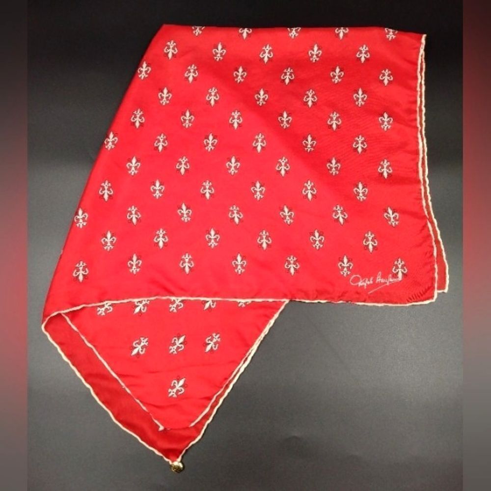 Fleur de Lys Vintage Silk Seta Scarf  Rolled Hem Women's Accessories